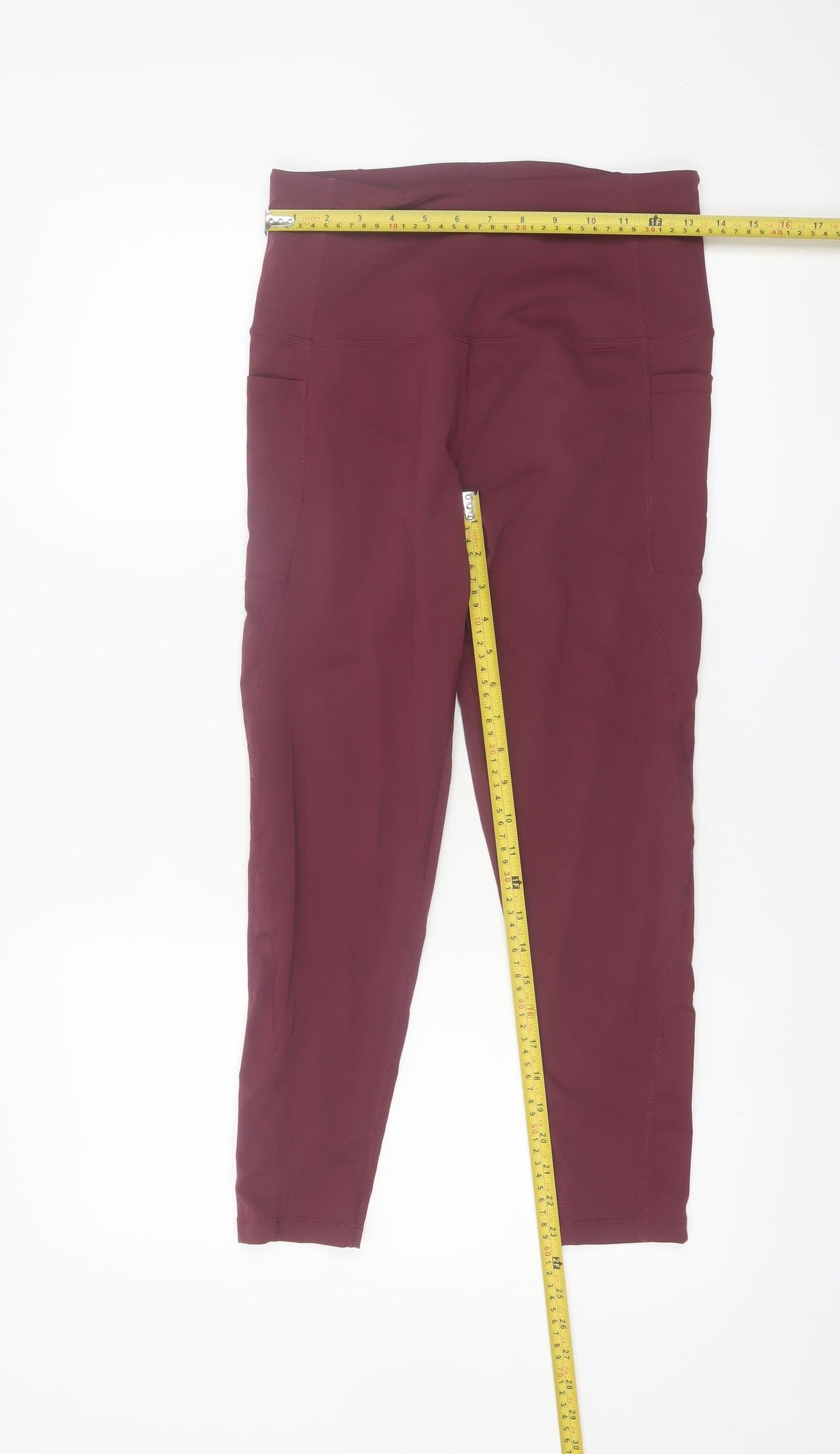 Gym+Coffee Womens Red Medium Leggings Stretch Athletic Gym Wear