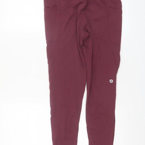 Gym+Coffee Womens Red Medium Leggings Stretch Athletic Gym Wear