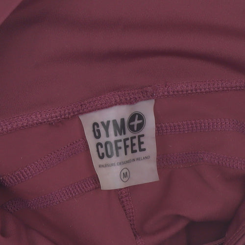 Gym+Coffee Womens Red Medium Leggings Stretch Athletic Gym Wear
