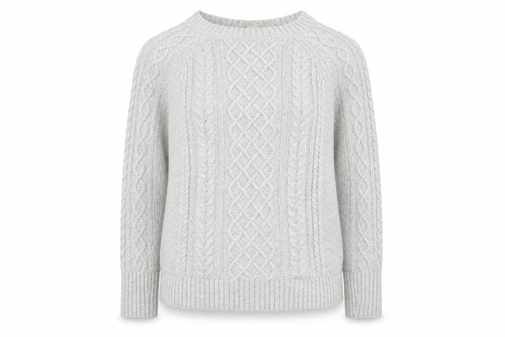 Gap Women Grey Cotton Cable-Knit Jumper Size S Crew Neck