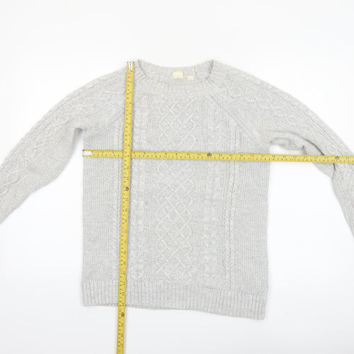 GAP Women Grey Cotton Cable-Knit Jumper Size S Crew Neck