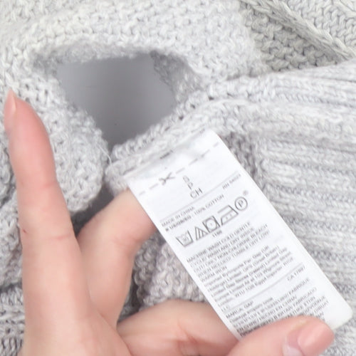 GAP Women Grey Cotton Cable-Knit Jumper Size S Crew Neck