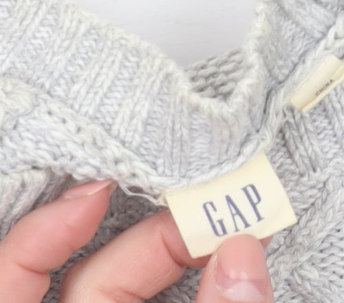 GAP Women Grey Cotton Cable-Knit Jumper Size S Crew Neck