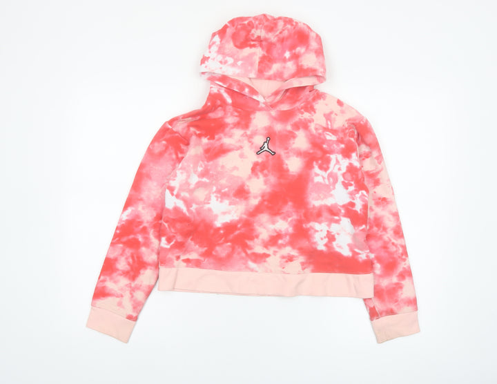 Jordan Girls Pink Tie-Dye Hoodie 12-13 Years Pullover Fleece Long Sleeve
