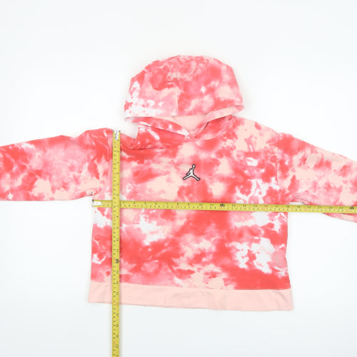 Jordan Girls Pink Tie-Dye Hoodie 12-13 Years Pullover Fleece Long Sleeve