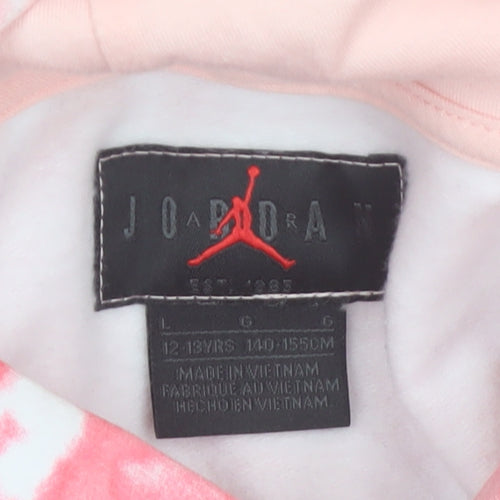 Jordan Girls Pink Tie-Dye Hoodie 12-13 Years Pullover Fleece Long Sleeve