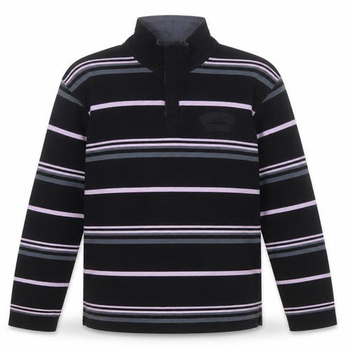 Armand Thiery Men's Black Striped 1/4 Zip Cotton Sweatshirt L