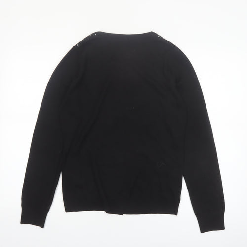 Esprit Women Black Beaded Button Cardigan Knit Jumper Size L
