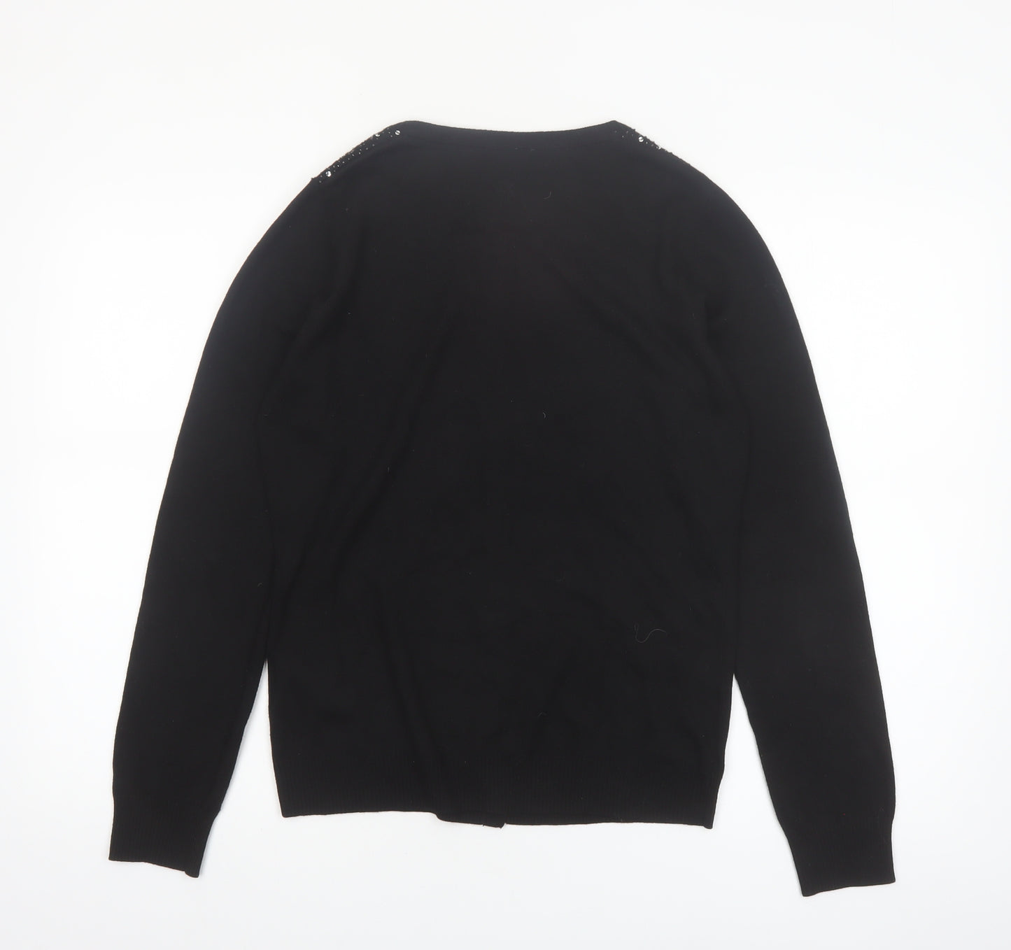 Esprit Women Black Beaded Button Cardigan Knit Jumper Size L