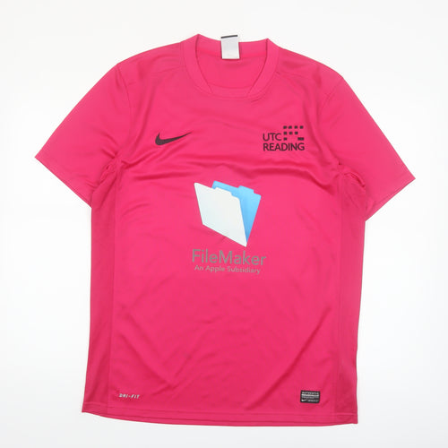 Nike Mens Pink Dri-Fit Football T-Shirt Size L Athletic Fit