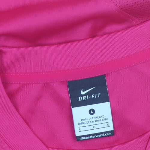 Nike Mens Pink Dri-Fit Football T-Shirt Size L Athletic Fit