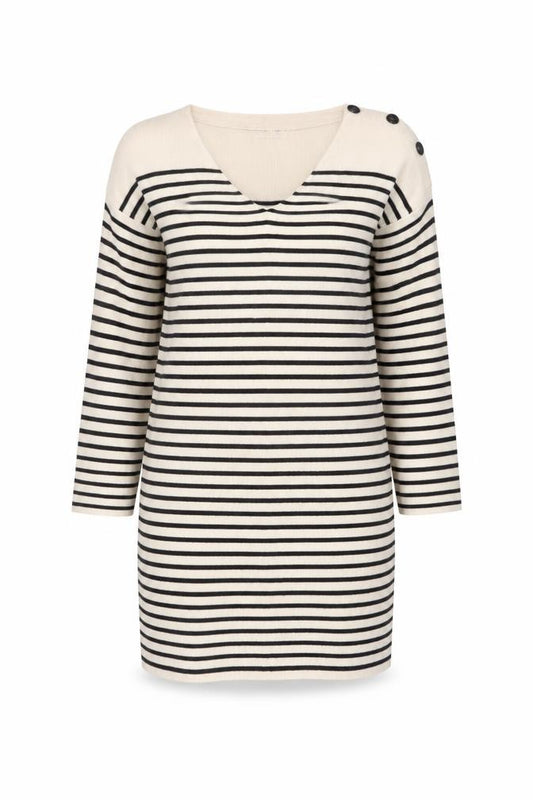 Front view of Primark Cares Women’s Beige Striped Knit Jumper Dress XS