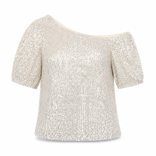 Lipsy Women Beige Sequin Off Shoulder Camisole Top Size 8