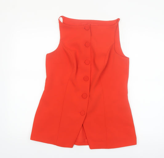 River Island Women’s Red Sleeveless Button Blouse Size 10