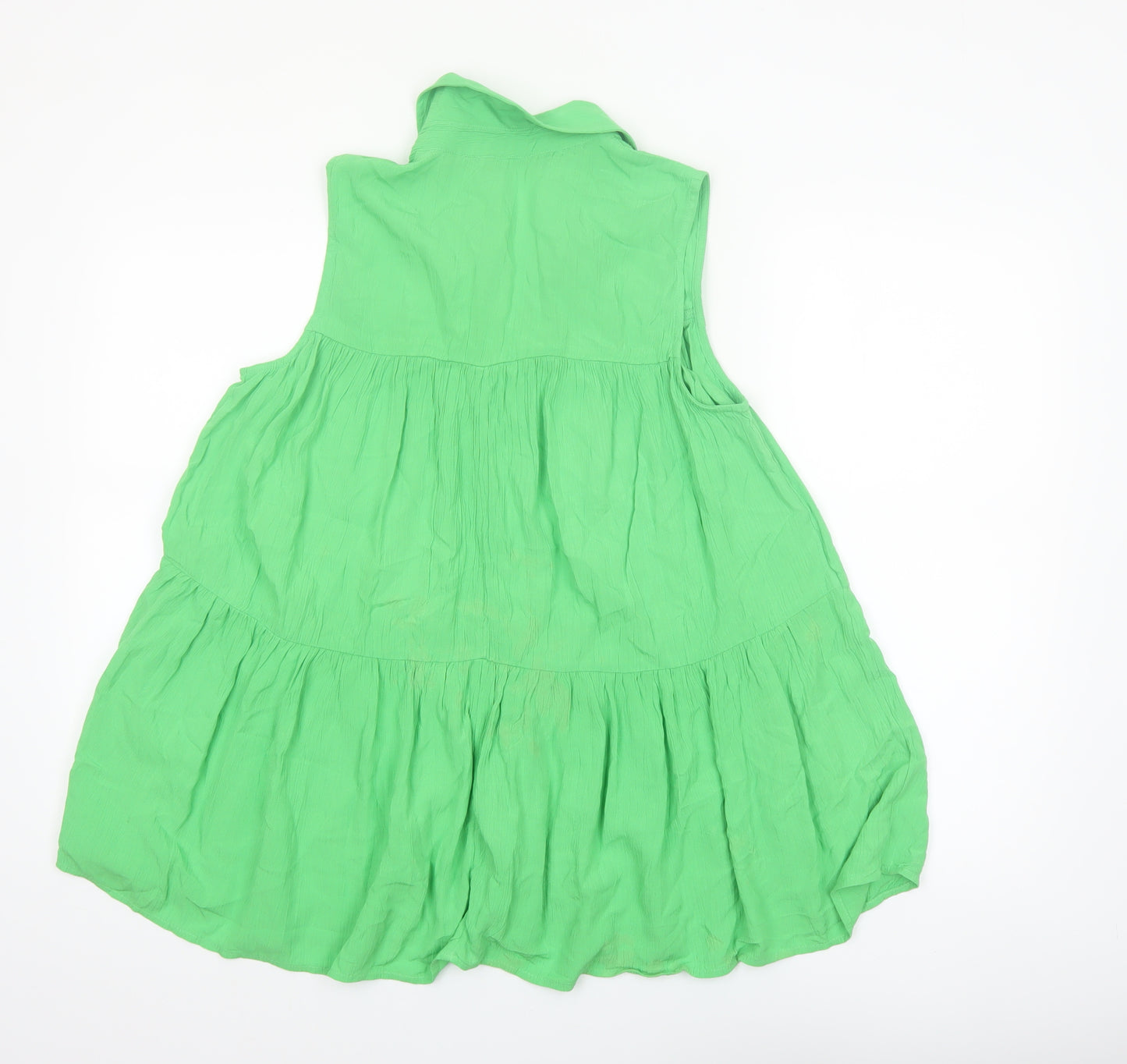 F&F Women’s Green Sleeveless Collared Cotton Tunic Blouse Size 8