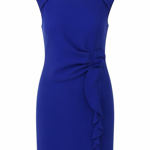 Izabella Women's Blue Size 8 Sheath Ruffle Knee Length Dress