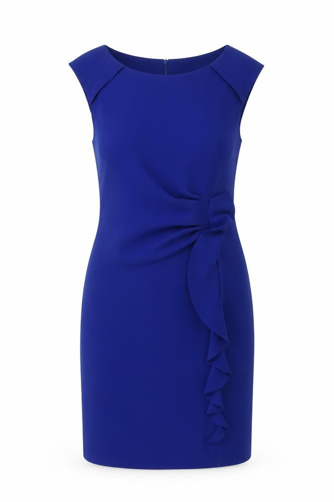 Izabella Women's Blue Size 8 Sheath Ruffle Knee Length Dress