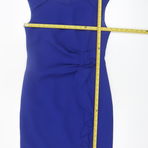 Izabella Women's Blue Size 8 Sheath Ruffle Knee Length Dress
