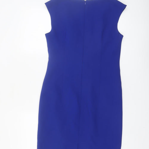 Izabella Women's Blue Size 8 Sheath Ruffle Knee Length Dress