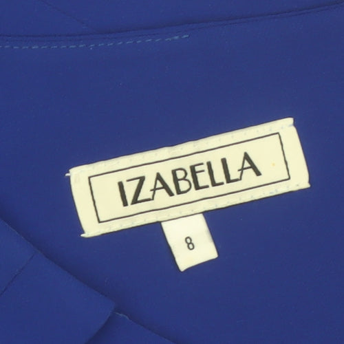 Izabella Women's Blue Size 8 Sheath Ruffle Knee Length Dress