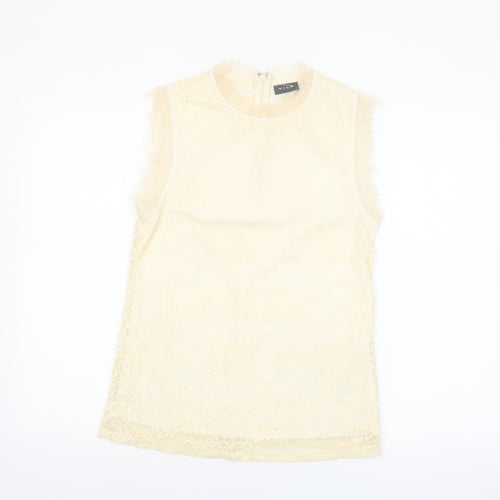 Vila Women’s Beige Lace High Neck Sleeveless Camisole Blouse M