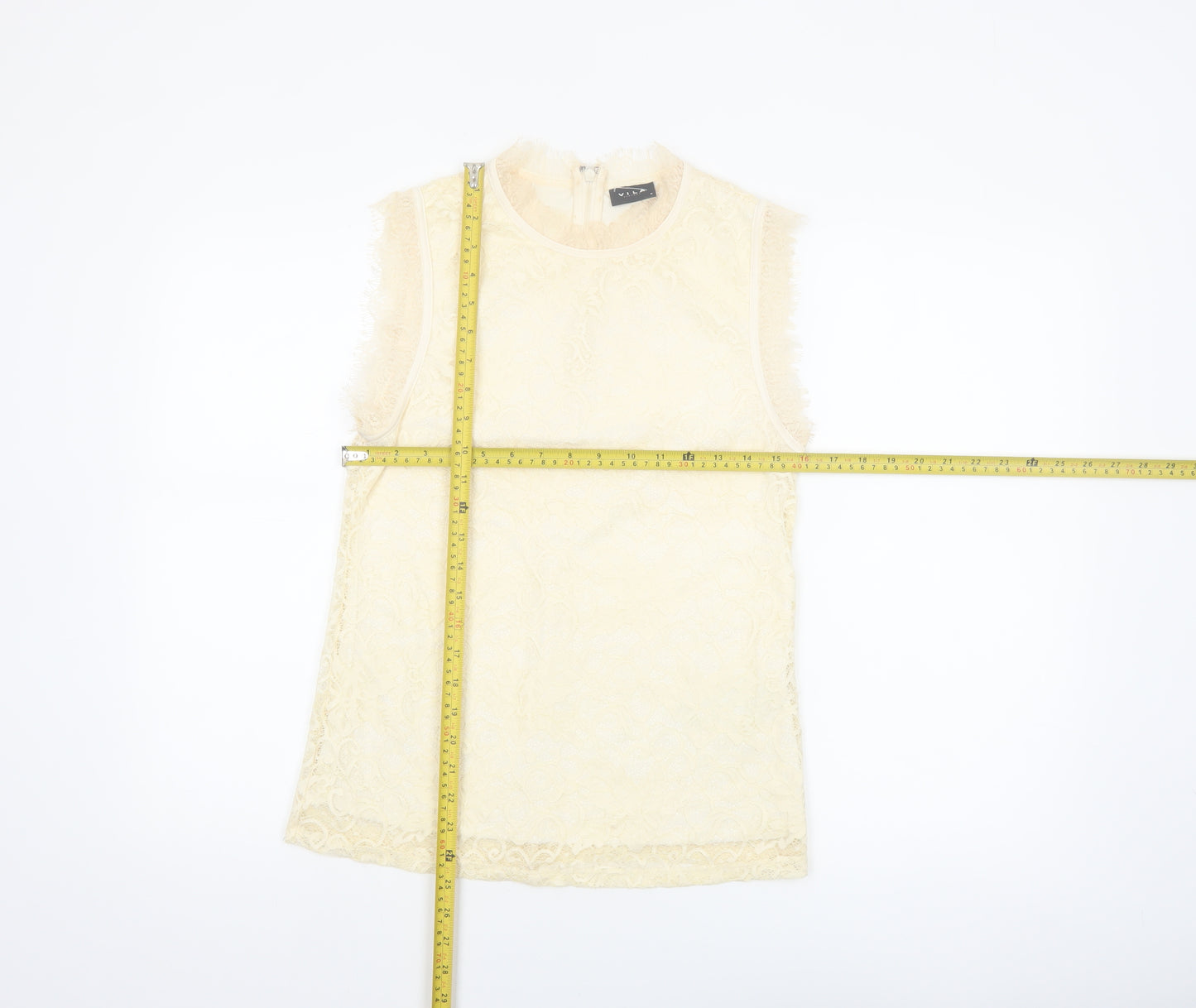Vila Women’s Beige Lace High Neck Sleeveless Camisole Blouse M