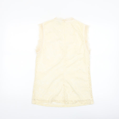 Vila Women’s Beige Lace High Neck Sleeveless Camisole Blouse M