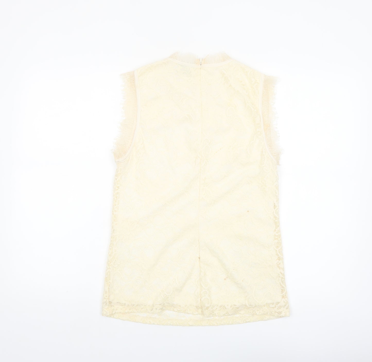 Vila Women’s Beige Lace High Neck Sleeveless Camisole Blouse M