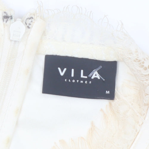 Vila Women’s Beige Lace High Neck Sleeveless Camisole Blouse M