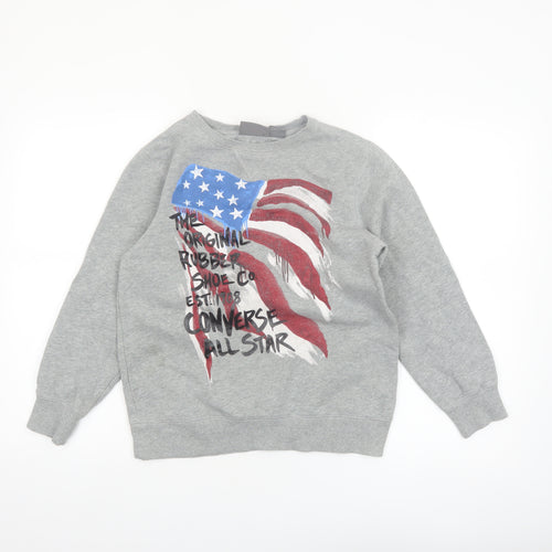 Converse Boys Grey Graphic Flag Sweatshirt 10-12 Years Pullover Fleece