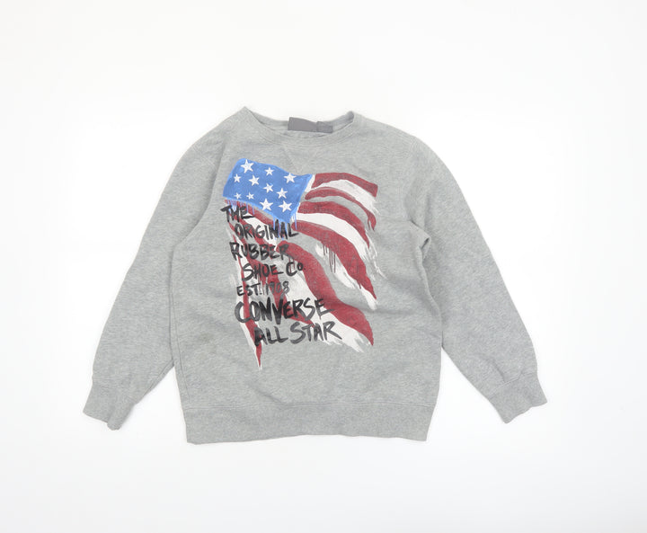 Converse Boys Grey Graphic Flag Sweatshirt 10-12 Years Pullover Fleece