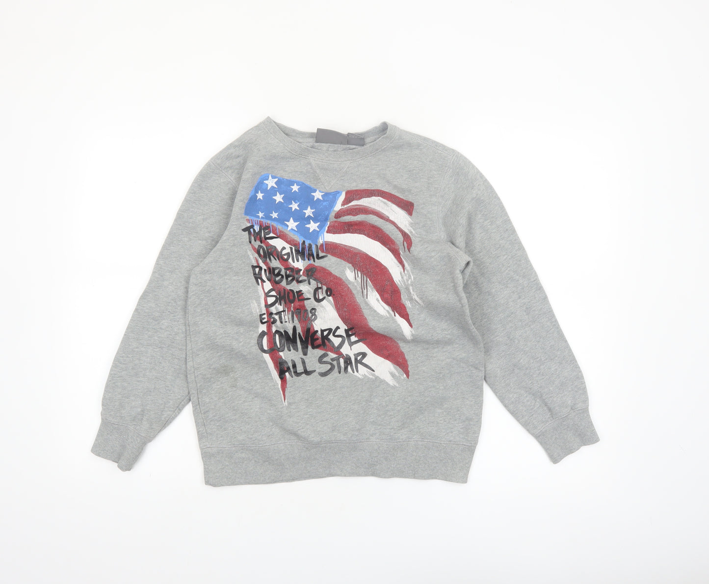 Converse Boys Grey Graphic Flag Sweatshirt 10-12 Years Pullover Fleece