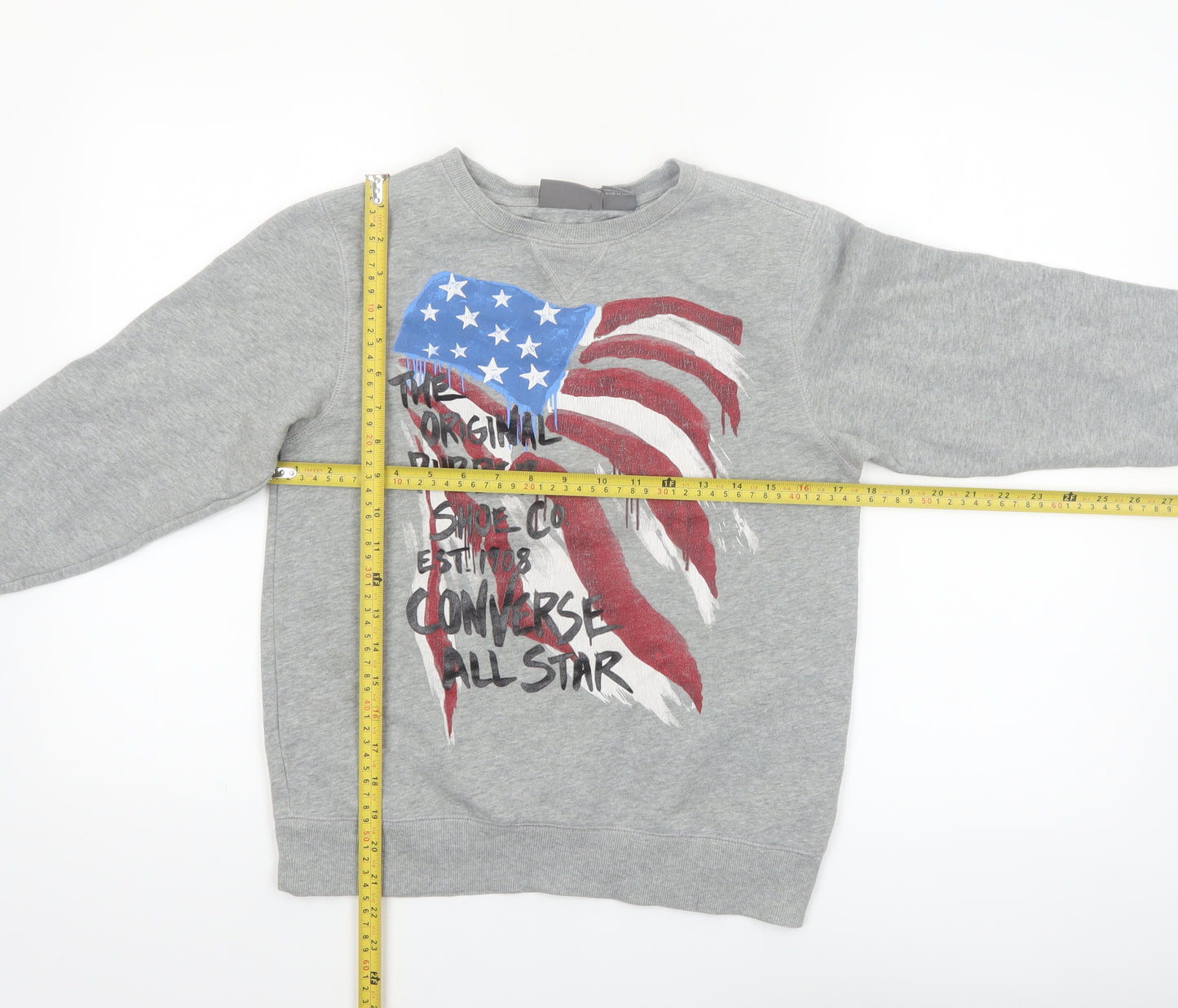 Converse Boys Grey Graphic Flag Sweatshirt 10-12 Years Pullover Fleece