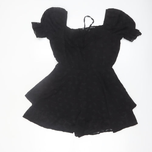 Quiz Womens Black Puff Sleeve Playsuit UK 8 Polyester Partywear