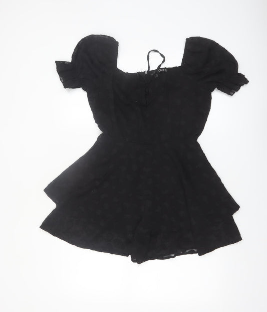 Quiz Womens Black Puff Sleeve Playsuit UK 8 Polyester Partywear