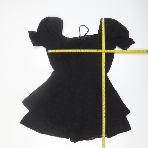Quiz Womens Black Puff Sleeve Playsuit UK 8 Polyester Partywear