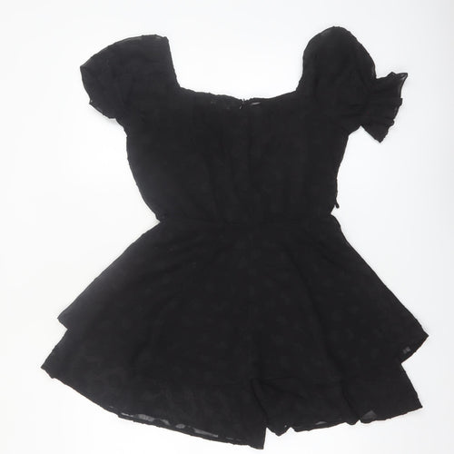 Quiz Womens Black Puff Sleeve Playsuit UK 8 Polyester Partywear