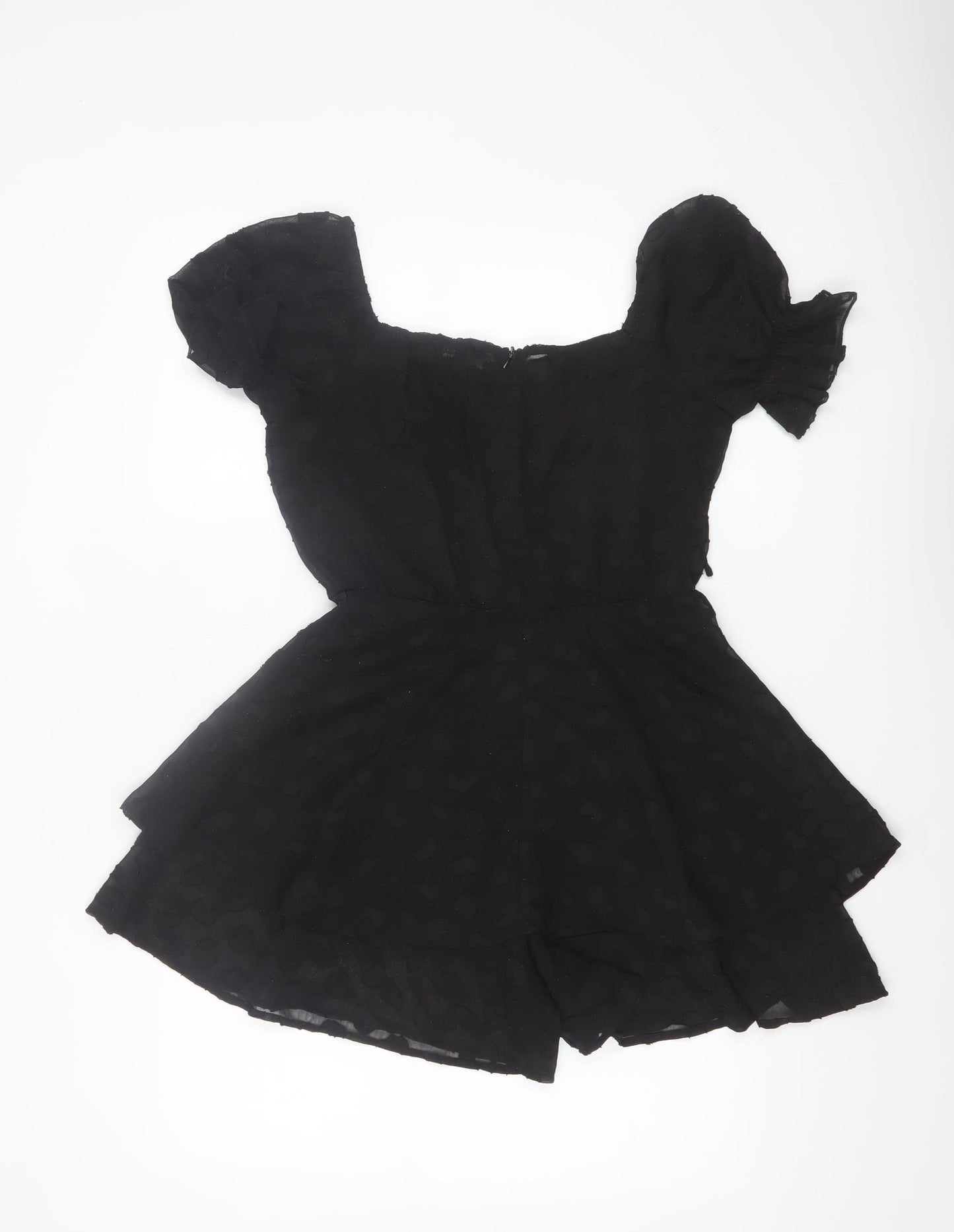 Quiz Womens Black Puff Sleeve Playsuit UK 8 Polyester Partywear