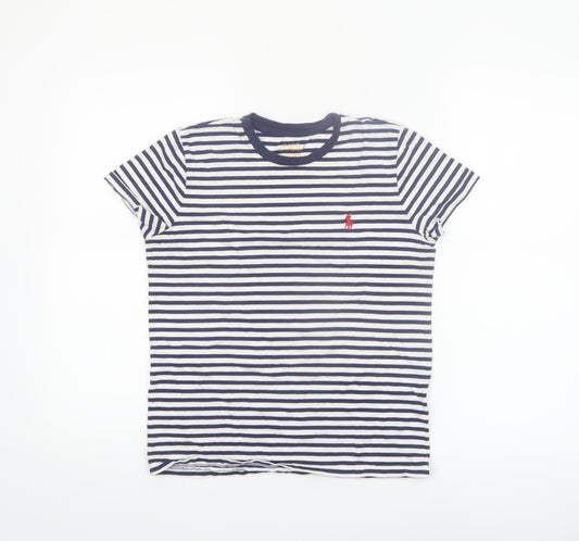 Ralph Lauren Women's Blue Striped Ringer T-Shirt Size S