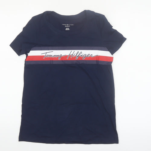 Tommy Hilfiger Women's Blue Relaxed Fit Logo T-Shirt XS