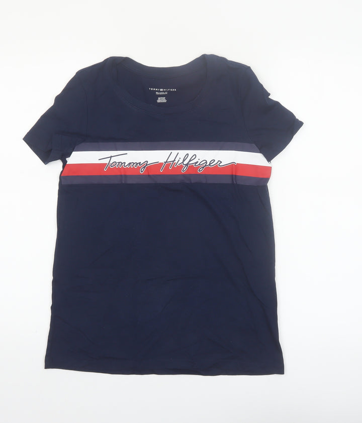 Tommy Hilfiger Women's Blue Relaxed Fit Logo T-Shirt XS