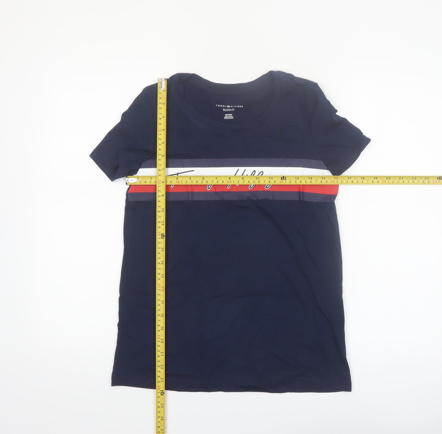 Tommy Hilfiger Women's Blue Relaxed Fit Logo T-Shirt XS