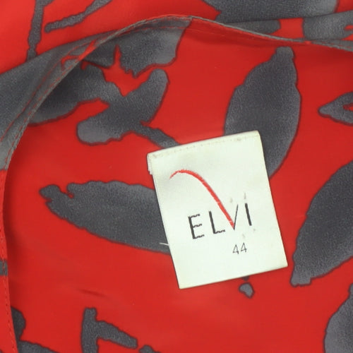 Elvi Women's Red Floral Blazer Jacket Size 16 Lined Polyester