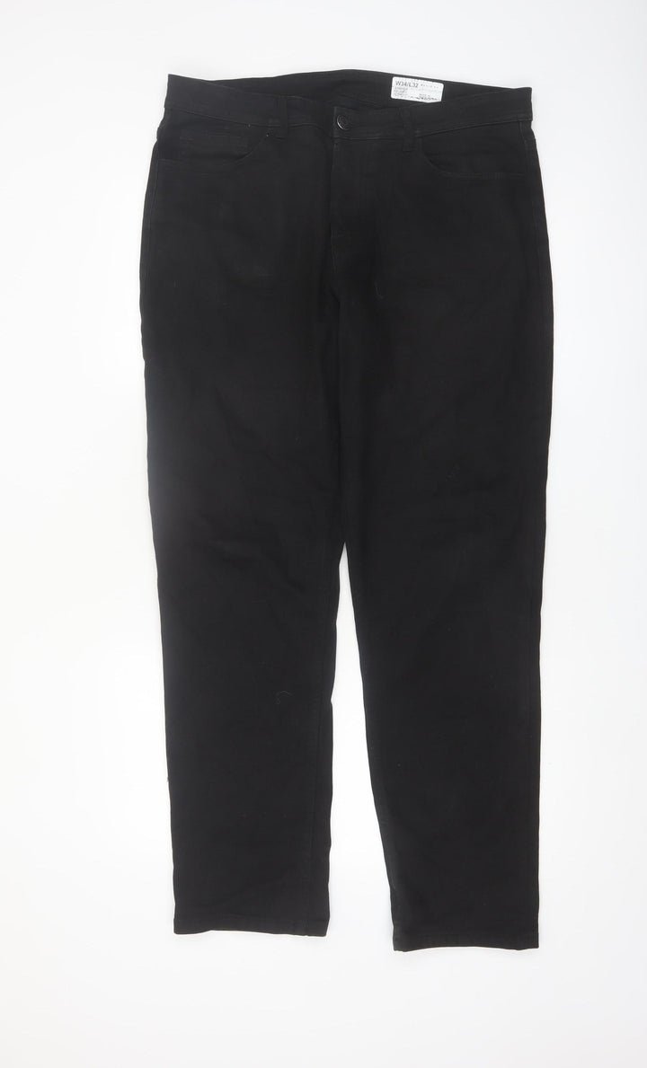 Denim Co. Men's Black Relaxed Fit Straight Jeans W34 L32