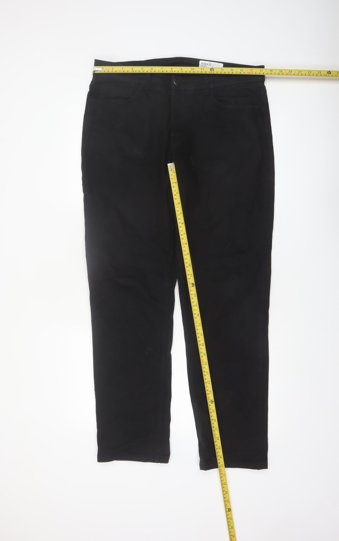 Denim Co. Men's Black Relaxed Fit Straight Jeans W34 L32