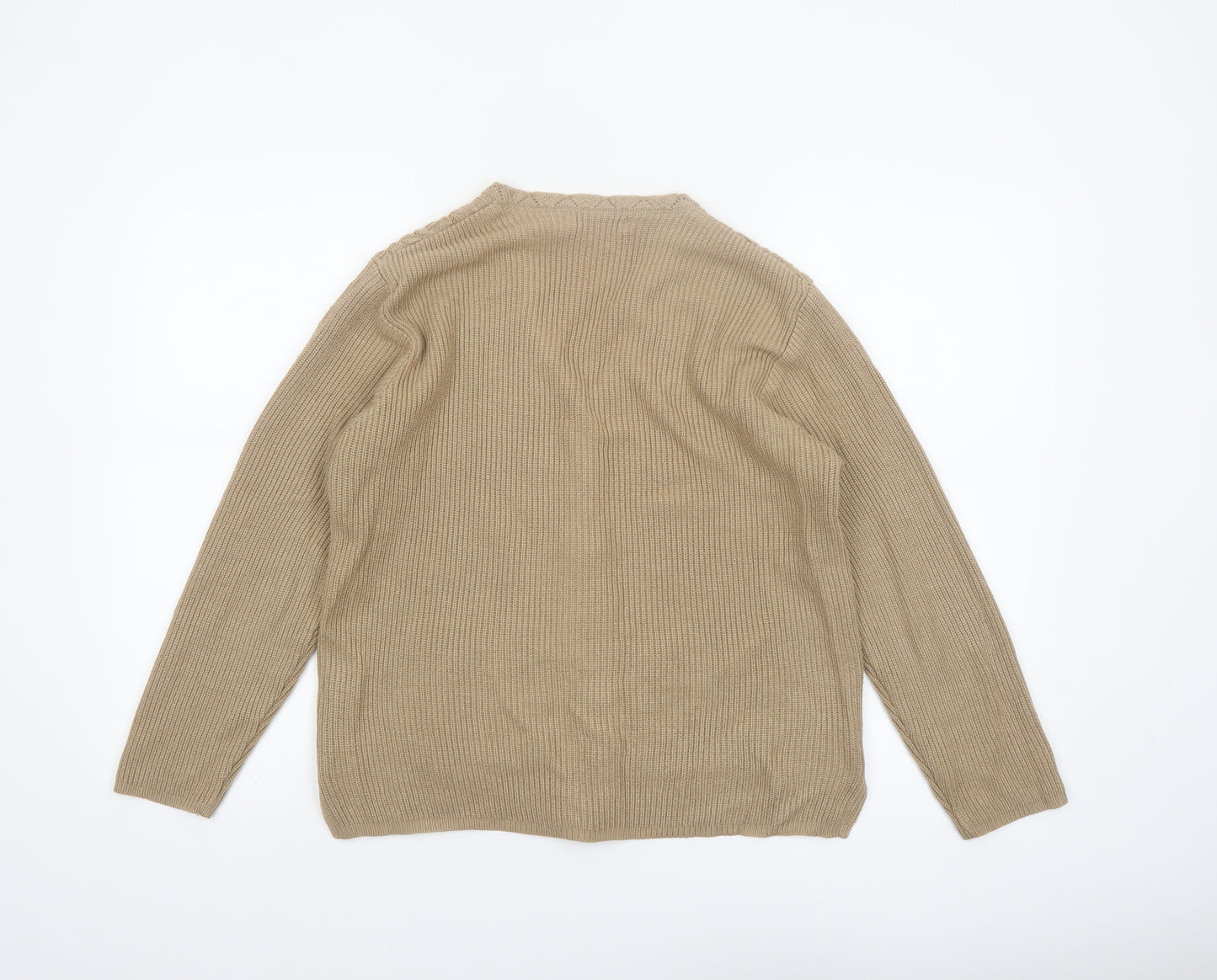 Naura's Women Beige Cable-Knit Long Sleeve Cardigan Size 12