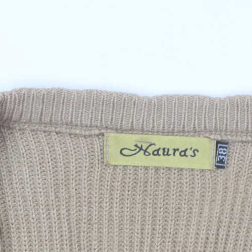 Naura's Women Beige Cable-Knit Long Sleeve Cardigan Size 12