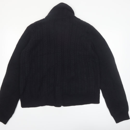 Threadbare Men's Black 2XL Cable-Knit Button Cardigan Jumper