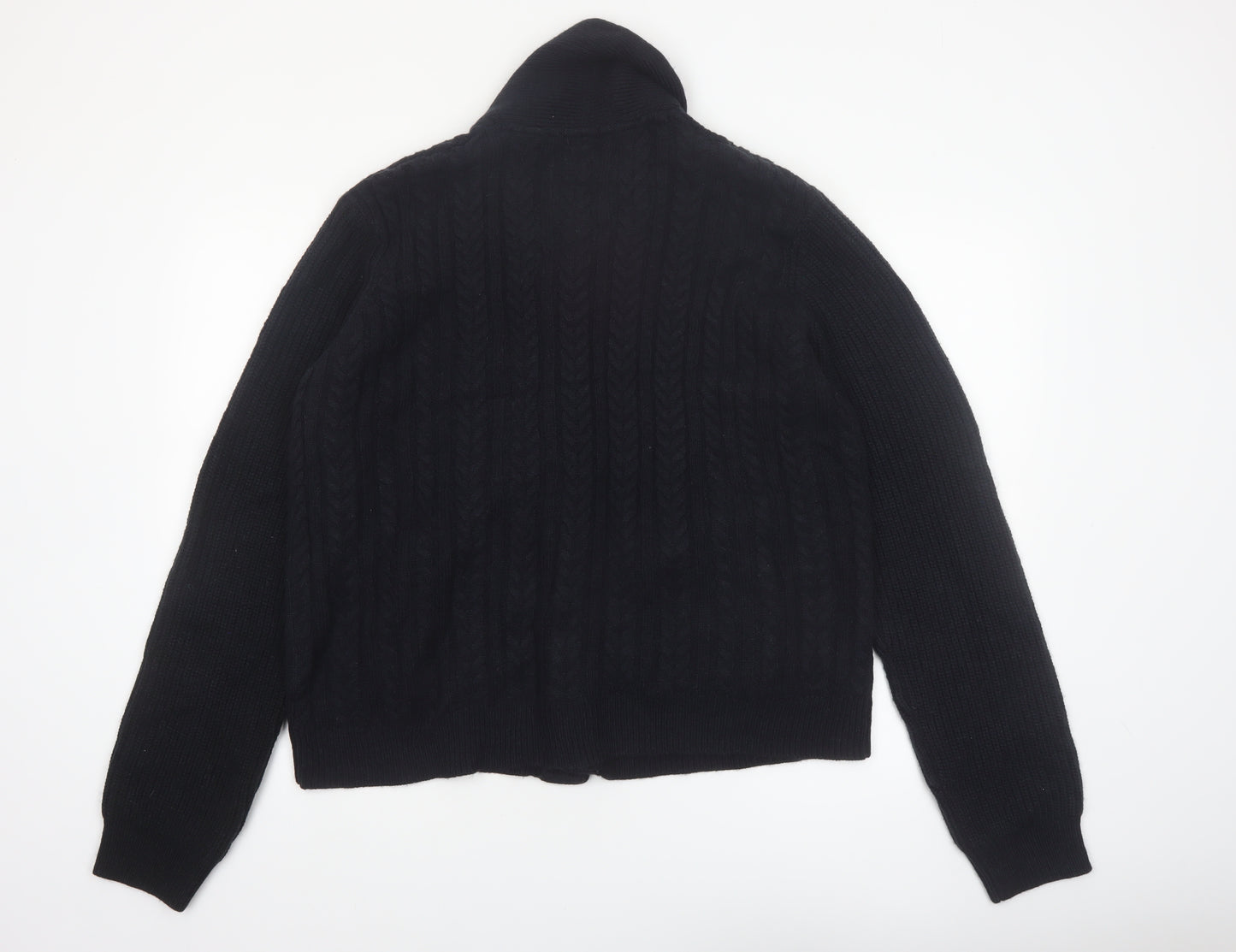 Threadbare Men's Black 2XL Cable-Knit Button Cardigan Jumper