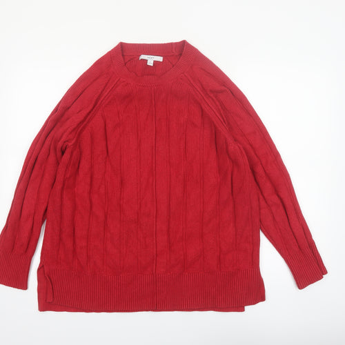 NEXT Women’s Red Crew Neck Cable Knit Jumper Size 16